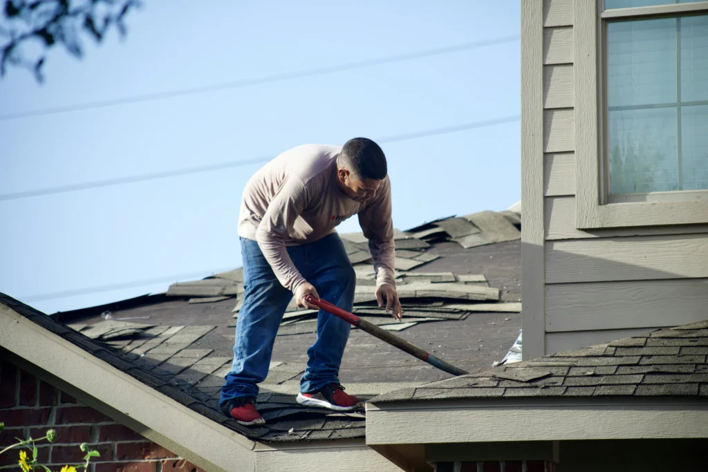 Man working on roof
